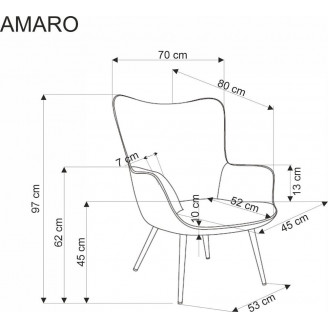 Fotel tapicerowany uszak Amaro musztardowy / drewno Halmar