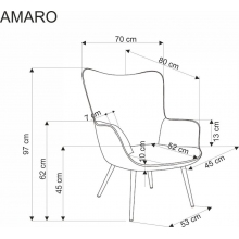 Fotel tapicerowany uszak Amaro musztardowy / drewno Halmar