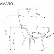 Fotel tapicerowany uszak Amaro oliwkowy / drewno Halmar