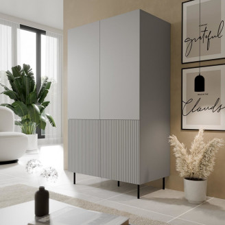 Szafa na nóżkach z ryflowanym frontem Asensio 185x80x54cm szara Halmar