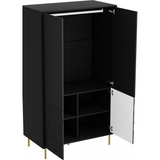 Szafa nowoczesna na nóżkach Bullet 185x90x53cm czarny / złoty Halmar