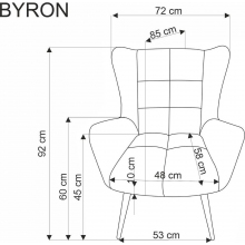 Fotel pikowany uszak Byron popiel Halmar