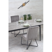 Stół rozkładany Charles 180-260x90cm popielaty marmur / czarny Halmar