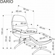 Fotel z podnóżkiem i funkcją kołyski Dario popiel Halmar
