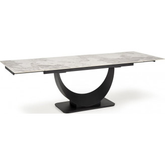 Stół rozkładany na jednej nodze Fernando 160-240x92cm biały marmur / czarny Halmar