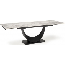 Stół rozkładany na jednej nodze Fernando 160-240x92cm biały marmur / czarny Halmar