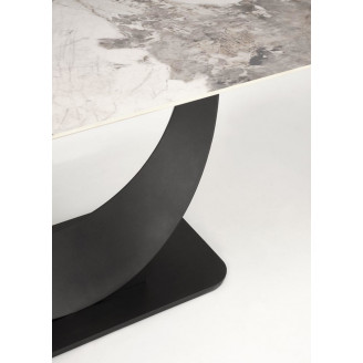 Stół rozkładany na jednej nodze Fernando 160-240x92cm biały marmur / czarny Halmar