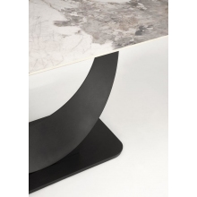 Stół rozkładany na jednej nodze Fernando 160-240x92cm biały marmur / czarny Halmar