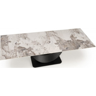 Stół rozkładany na jednej nodze Fernando 160-240x92cm biały marmur / czarny Halmar