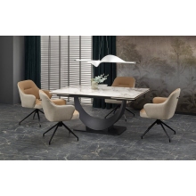 Stół rozkładany na jednej nodze Fernando 160-240x92cm biały marmur / czarny Halmar