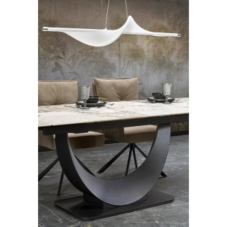 Stół rozkładany na jednej nodze Fernando 160-240x92cm biały marmur / czarny Halmar