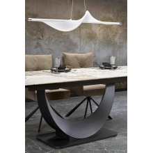 Stół rozkładany na jednej nodze Fernando 160-240x92cm biały marmur / czarny Halmar