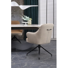 Stół rozkładany na jednej nodze Fernando 160-240x92cm biały marmur / czarny Halmar