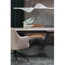 Stół rozkładany na jednej nodze Fernando 160-240x92cm biały marmur / czarny Halmar
