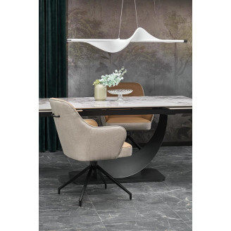 Stół rozkładany na jednej nodze Fernando 160-240x92cm biały marmur / czarny Halmar