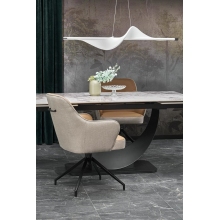 Stół rozkładany na jednej nodze Fernando 160-240x92cm biały marmur / czarny Halmar