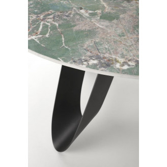 Stół okrągły Giovani 135cm zielony marmur / czarny Halmar
