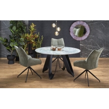 Stół okrągły Giovani 135cm zielony marmur / czarny Halmar