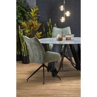 Stół okrągły Giovani 135cm zielony marmur / czarny Halmar