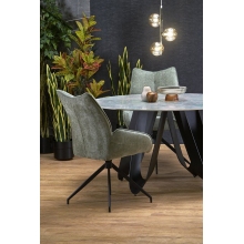 Stół okrągły Giovani 135cm zielony marmur / czarny Halmar