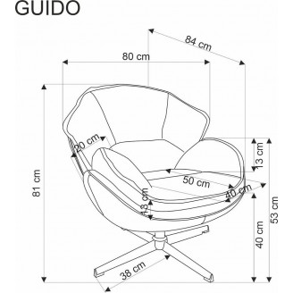 Fotel wypoczynkowy obrotowy Guido musztardowy Halmar