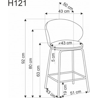 Krzesło barowe tapicerowane H121 63cm beżowy / czarny Halmar