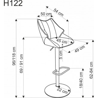 Hoker tapicerowany na czarnej nodze H122 popielaty Halmar