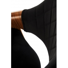 Hoker tapicerowany barowy na czarnej nodze H124 orzech / czarny Halmar