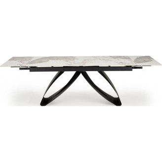 Stół rozkładany Hilario 180-260x90cm biały marmur / czarny Halmar