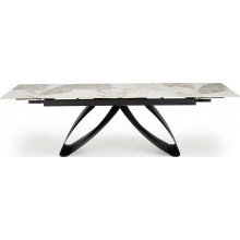 Stół rozkładany Hilario 180-260x90cm biały marmur / czarny Halmar