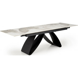 Stół rozkładany Hilario 180-260x90cm biały marmur / czarny Halmar