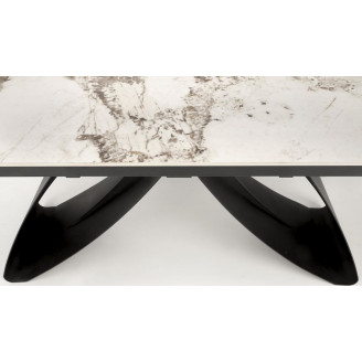 Stół rozkładany Hilario 180-260x90cm biały marmur / czarny Halmar