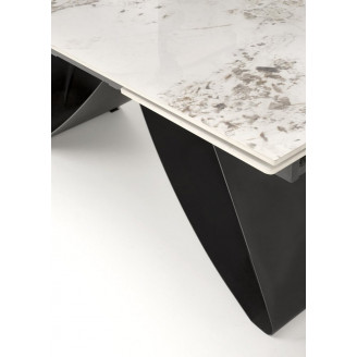 Stół rozkładany Hilario 180-260x90cm biały marmur / czarny Halmar