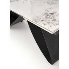 Stół rozkładany Hilario 180-260x90cm biały marmur / czarny Halmar