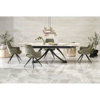 Stół rozkładany Hilario 180-260x90cm biały marmur / czarny Halmar