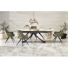 Stół rozkładany Hilario 180-260x90cm biały marmur / czarny Halmar