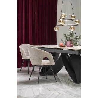 Stół rozkładany Hilario 180-260x90cm biały marmur / czarny Halmar