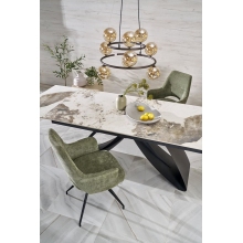 Stół rozkładany Hilario 180-260x90cm biały marmur / czarny Halmar