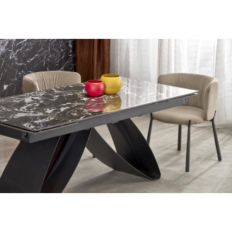 Stół rozkładany Hilario 180-260x90cm czarny marmur / czarny Halmar
