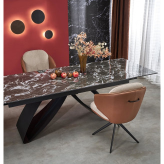Stół rozkładany Hilario 180-260x90cm czarny marmur / czarny Halmar