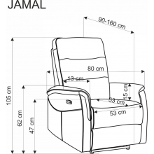 Fotel wypoczynkowy rozkładany z usb Jamal beżowy Halmar