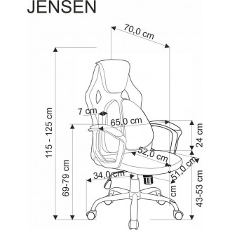 Fotel do biurka Jensen czarny / popielaty / czerwony Halmar