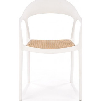 Krzesło z tworzywa boho K530 biały / naturalny Halmar