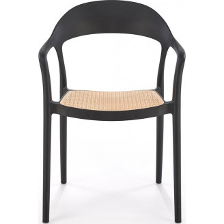 Krzesło z tworzywa boho K530 czarny / naturalny Halmar