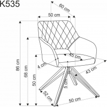 Krzesło welurowe z obrotowym siedziskiem K535 popiel Halmar