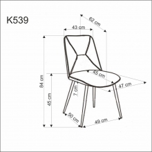 Krzesło welurowe z przeszyciami K539 popiel Halmar