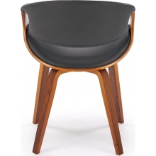 Krzesło drewniane z ekoskóry K544 czarny / orzechowy Halmar
