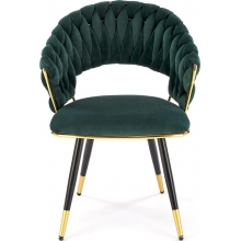 Krzesło welurowe muszelka ze złotymi nogami K551 ciemny zielony Halmar