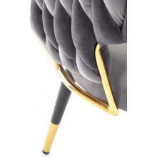 Krzesło welurowe muszelka ze złotymi nogami K551 szare Halmar