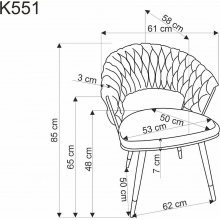 Krzesło welurowe muszelka ze złotymi nogami K551 szare Halmar